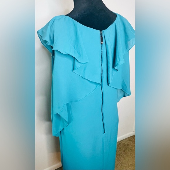 NWT Vince Camuto teal ruffled sleeveless zip up dress. Spring summer Size 6 - Picture 7 of 10